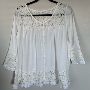 Flowy white lace top
